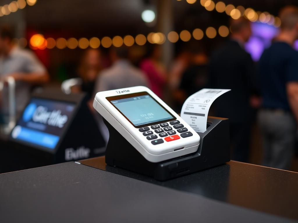 Zettle-kassa med kortbetalning på en eventbar